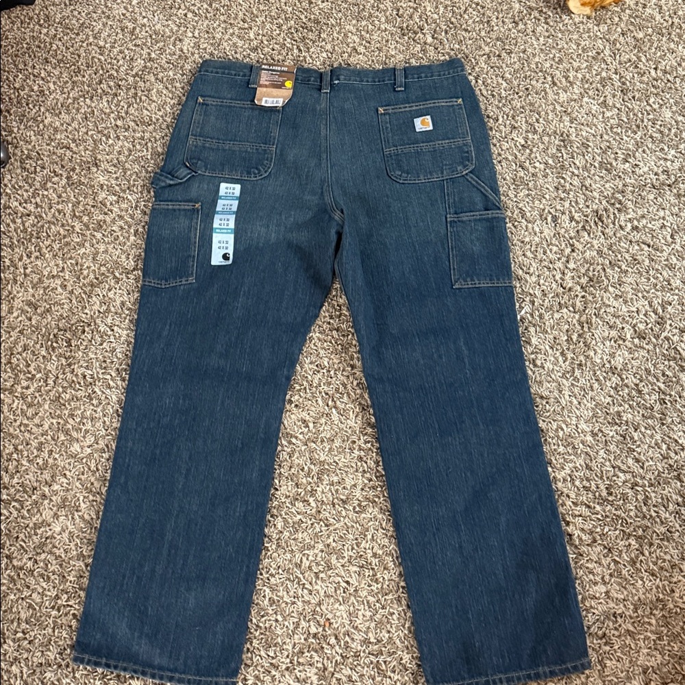 Carhartt Men's Relaxed Fit Dark Blue Jeans 42X32 NWT - Picture 7 of 7